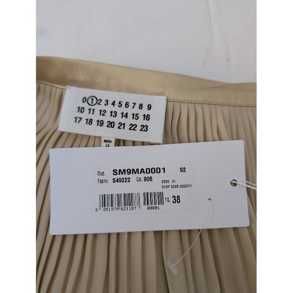NWT Maison Margiela Gold Pleated Accordian Maxi Skirt Size 38‎ Metallic Silk - Picture 5 of 8